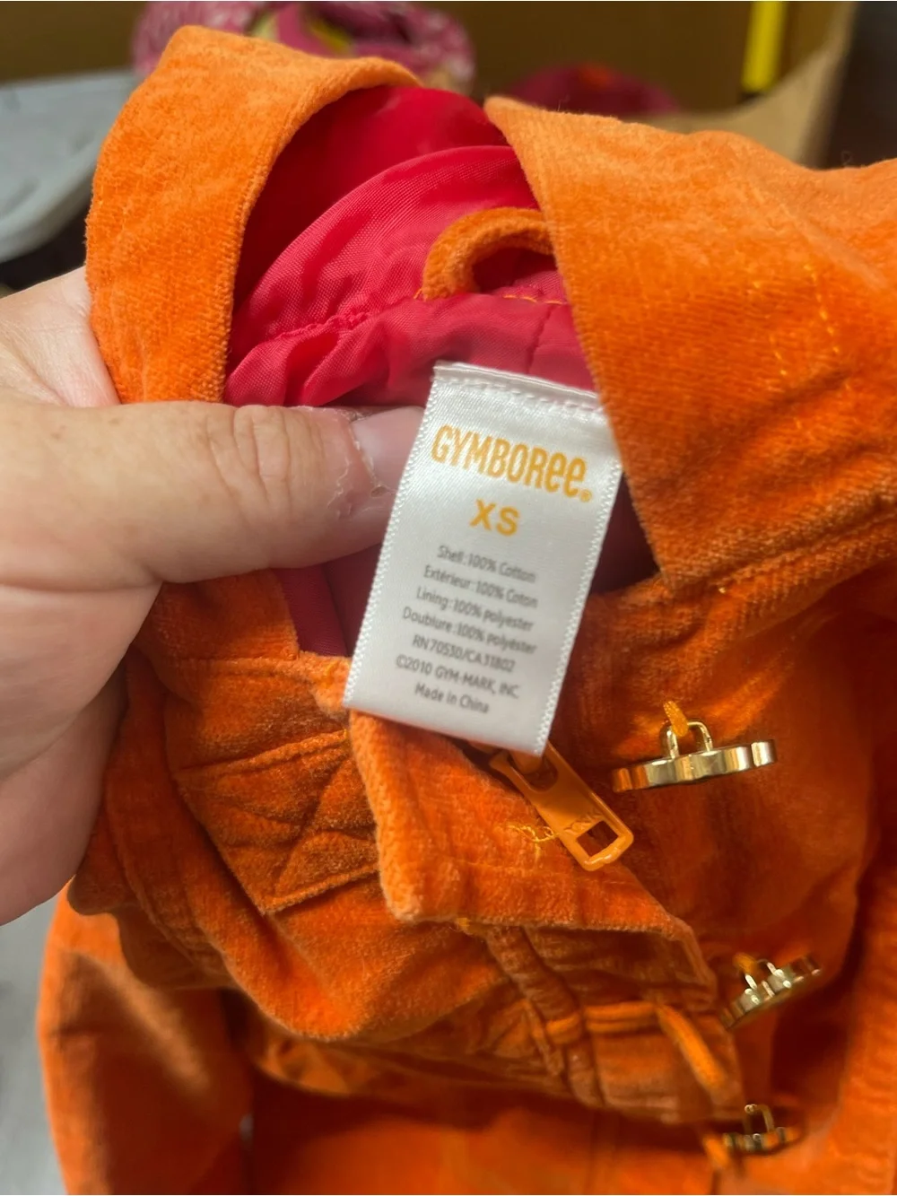 Gymboree Orange Hooded Corduroy Pea Coat with Flower Buttons